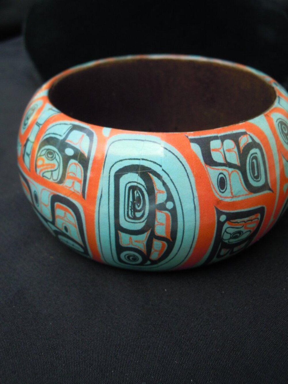 Mike Dangeli Tlingit First Nation Northwest Haida Wood Wide Bangle Bracelet